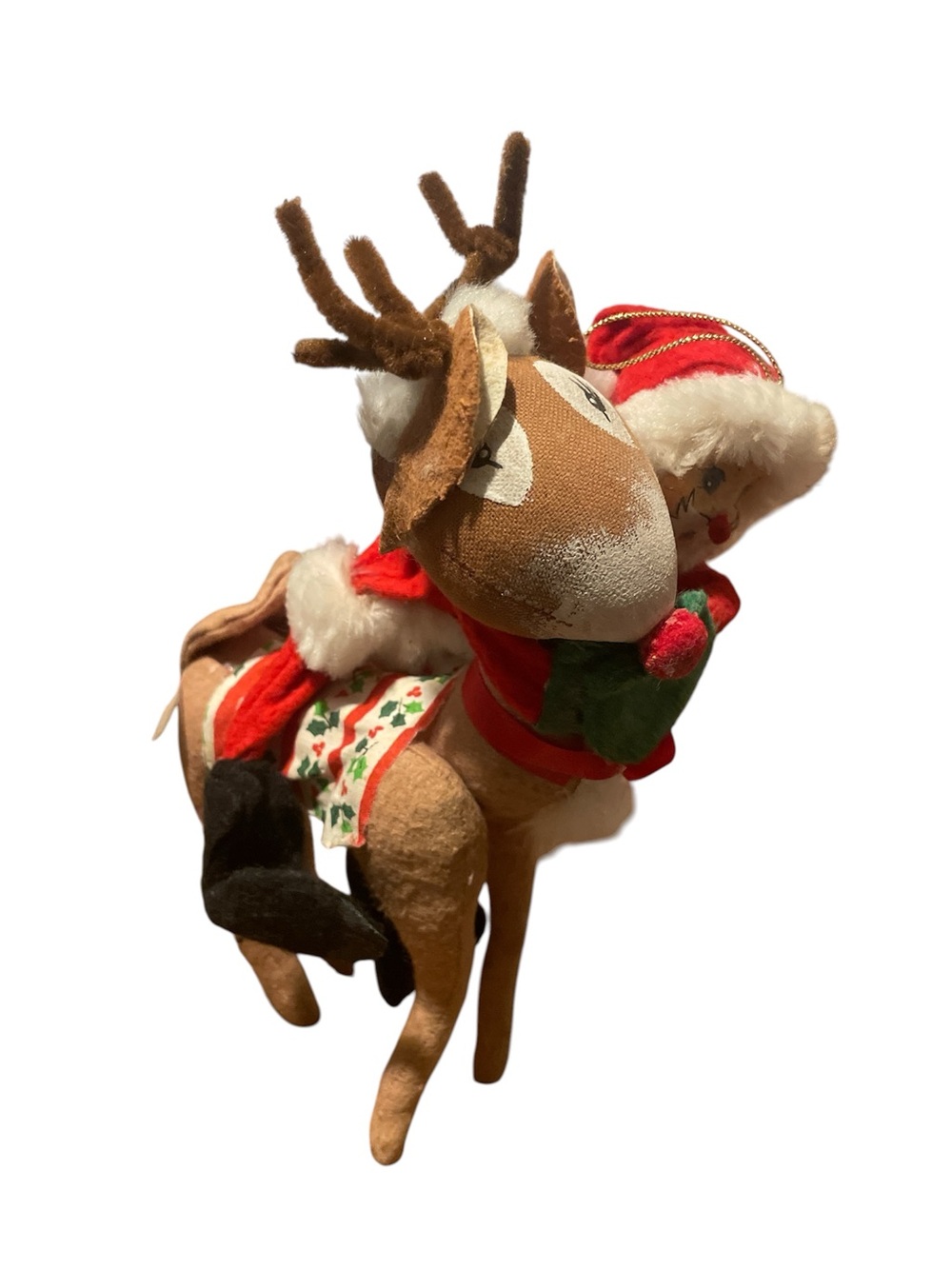 Vintage Plush Santa Claus Riding Rudolph Reindeer Taiwan 8.5" Tall Annalee?